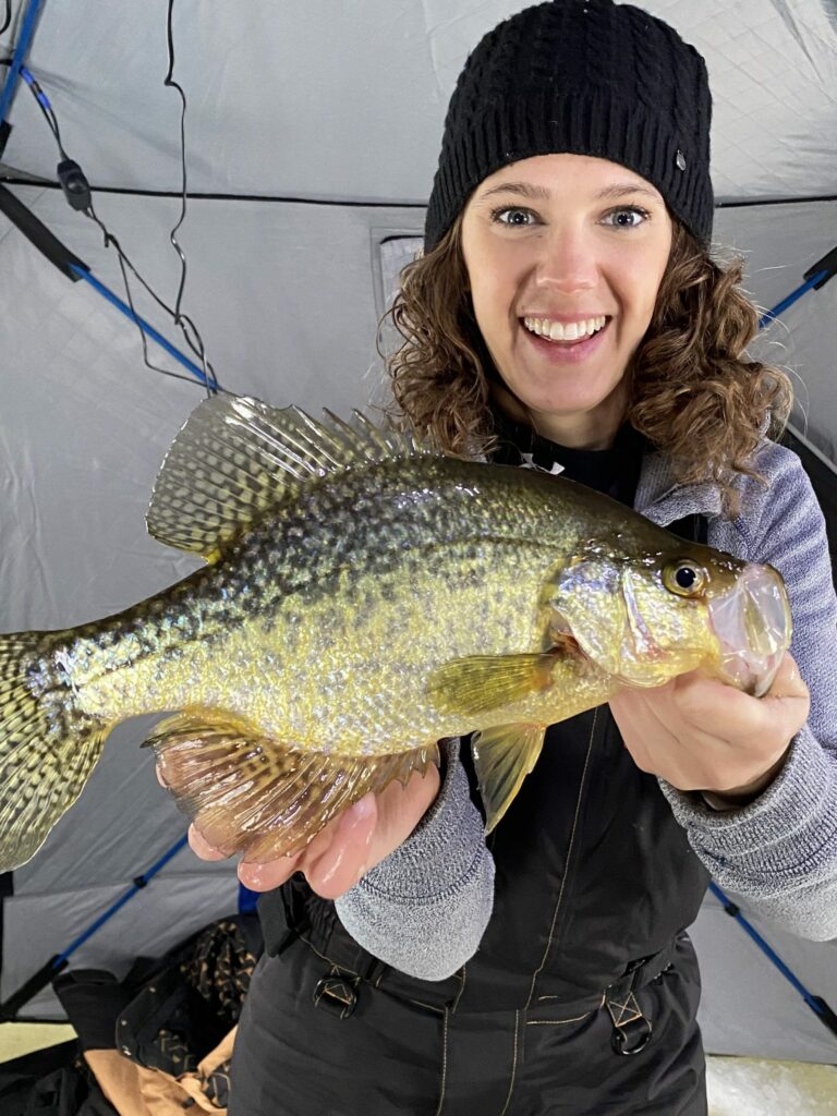 Ana on Ice crappie fishing