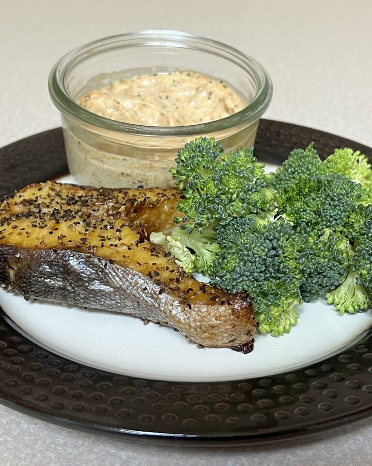 Broiled Trout Steaks with Dip