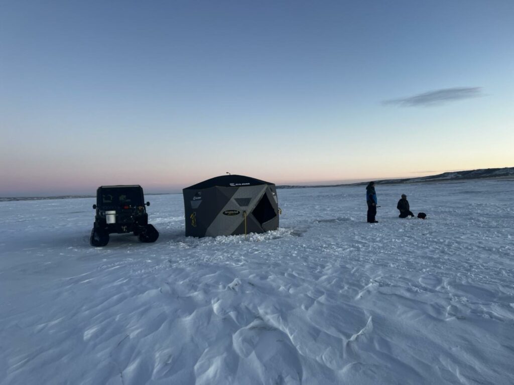 Camping overnight on the ice