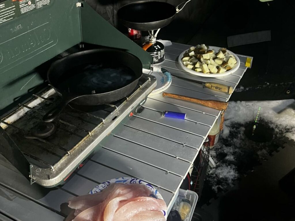 Cooking at ice camp