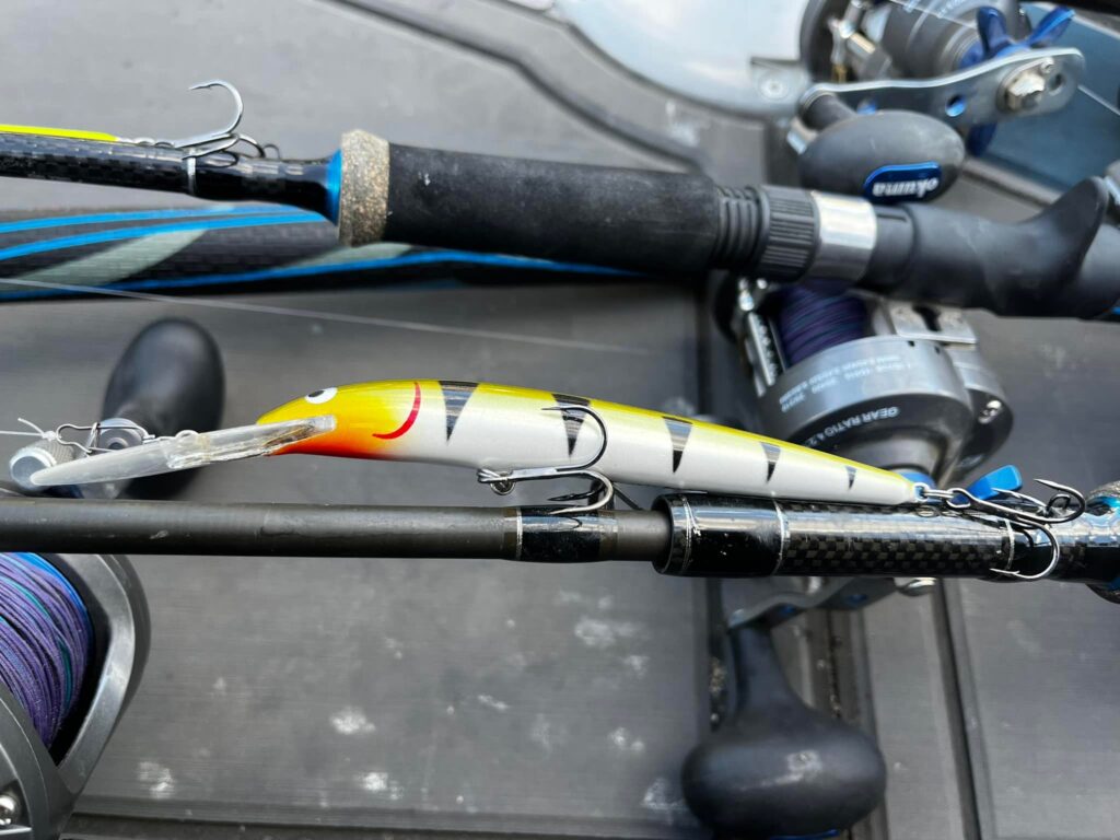 Fishing lure Rumble Stick used for catching fall walleye.